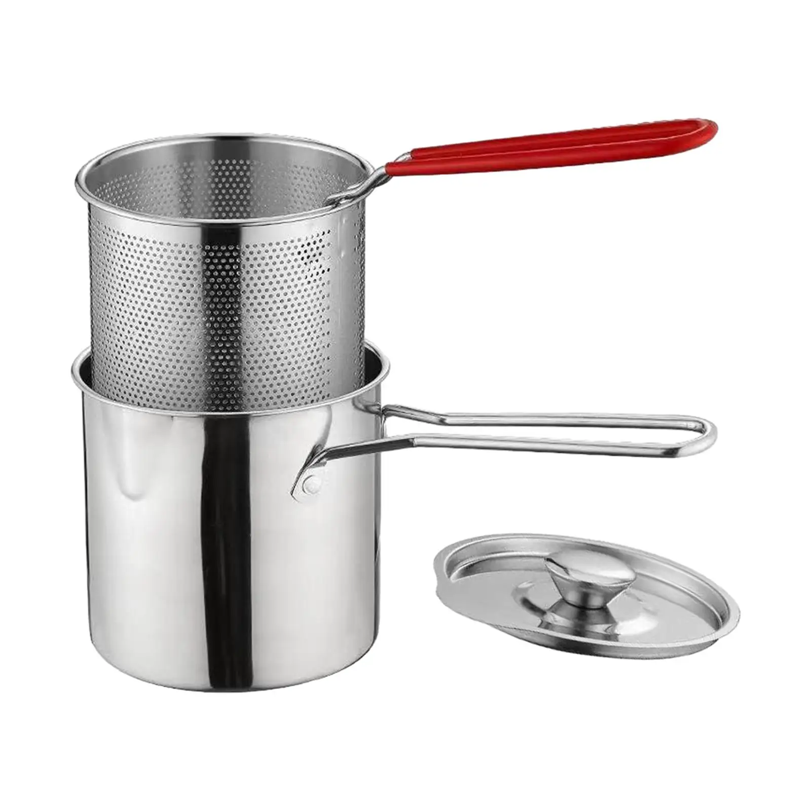 Deep Frying Pot Universal Milk Pot Cookware with Strainer Basket Frying Basket for Party Frying Cooking Kitchen Dining Room