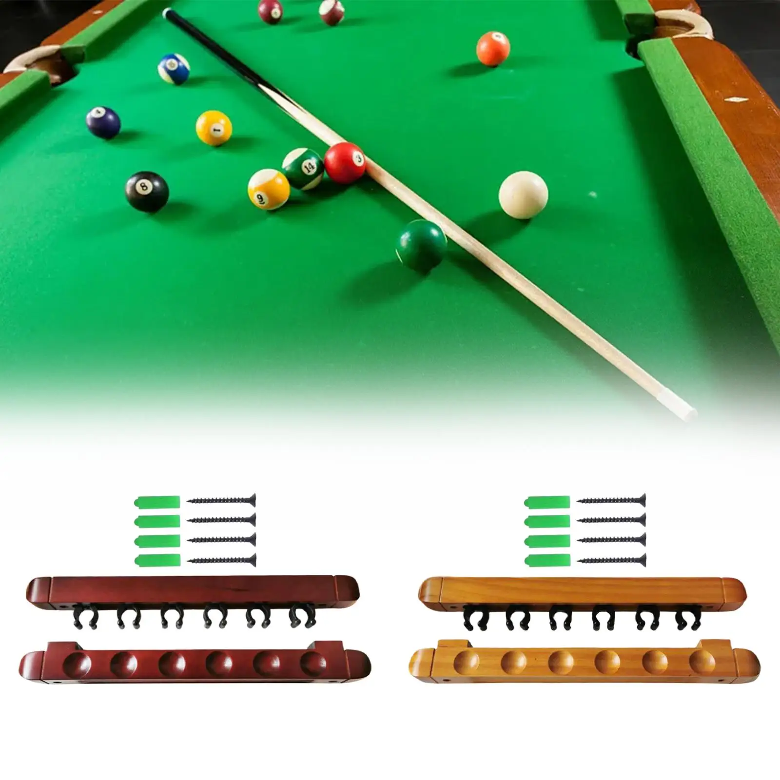 Cue Holder Billiard Cue Wall Racks 6 Cue Clips Accessory with Screws for or Home Billiards Usage