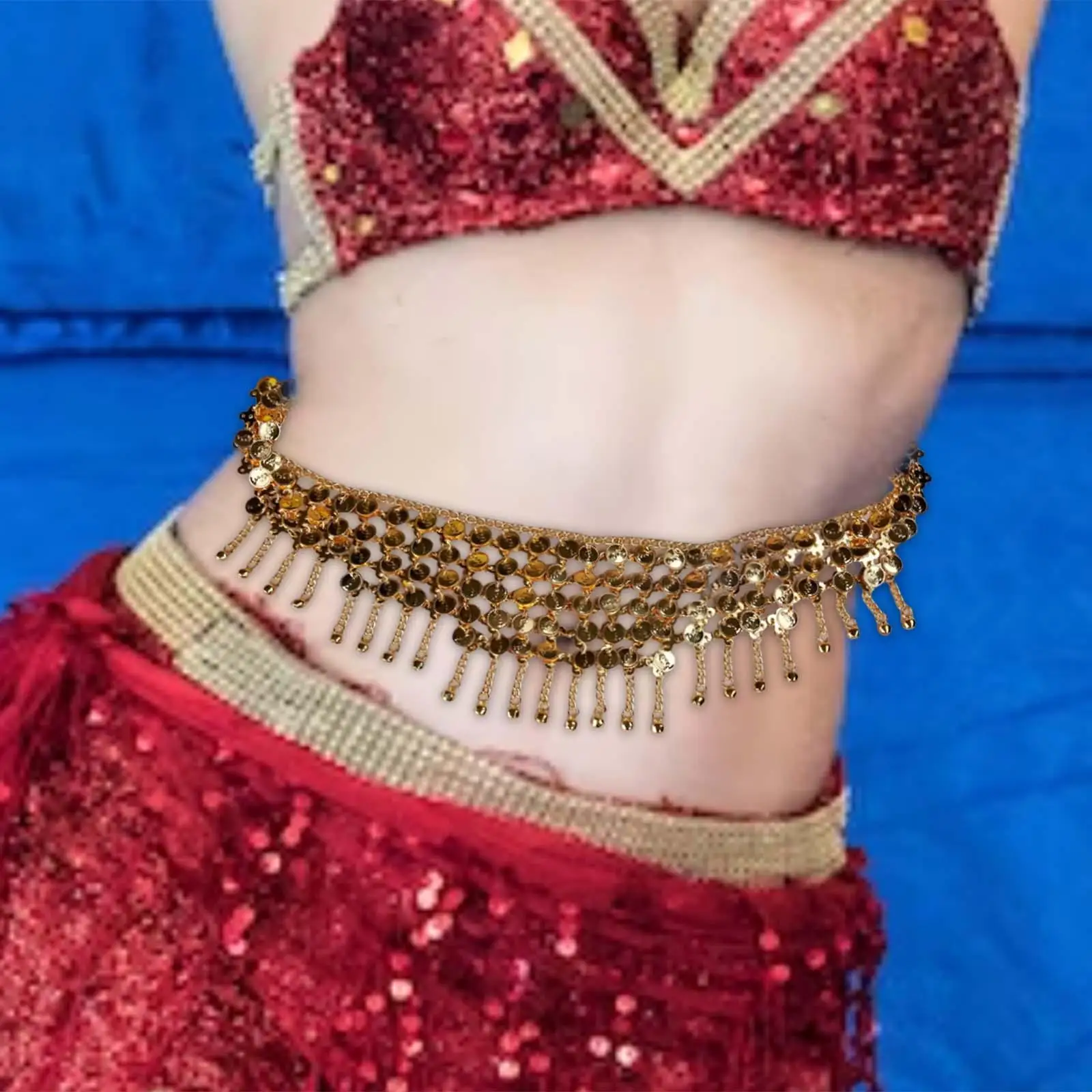 Vintage Belly Dance Belt Tassel Belt Multi Layer Dance Party Costume Adjustable Metal Hip Scarf Bohemian Body Chain Body Jewelry