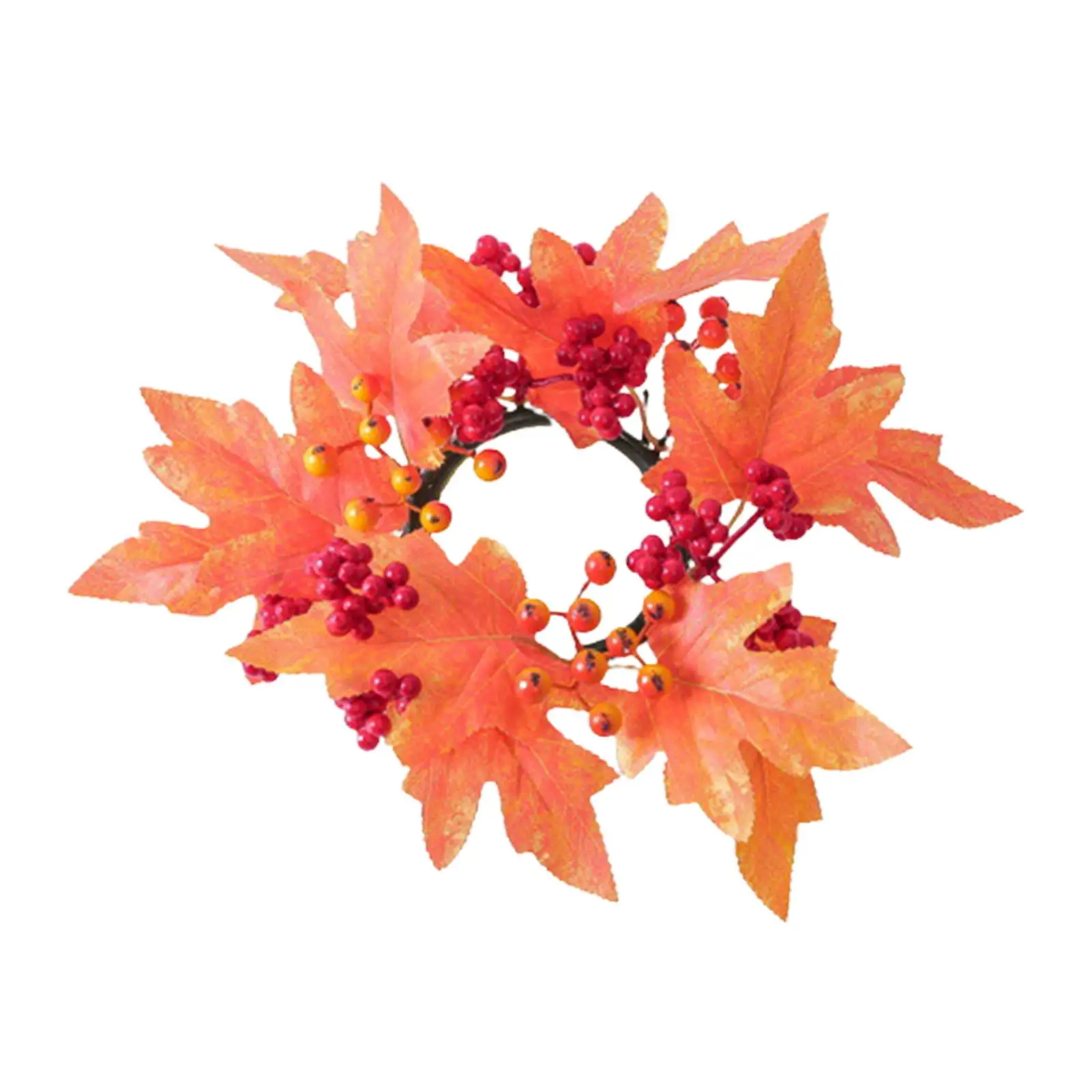 Fall Candle Rings Wreaths Pillar Candle Holder Artificial Maple Leaf Candle Garland for Home Farmhouse Wedding Tabletop Decor