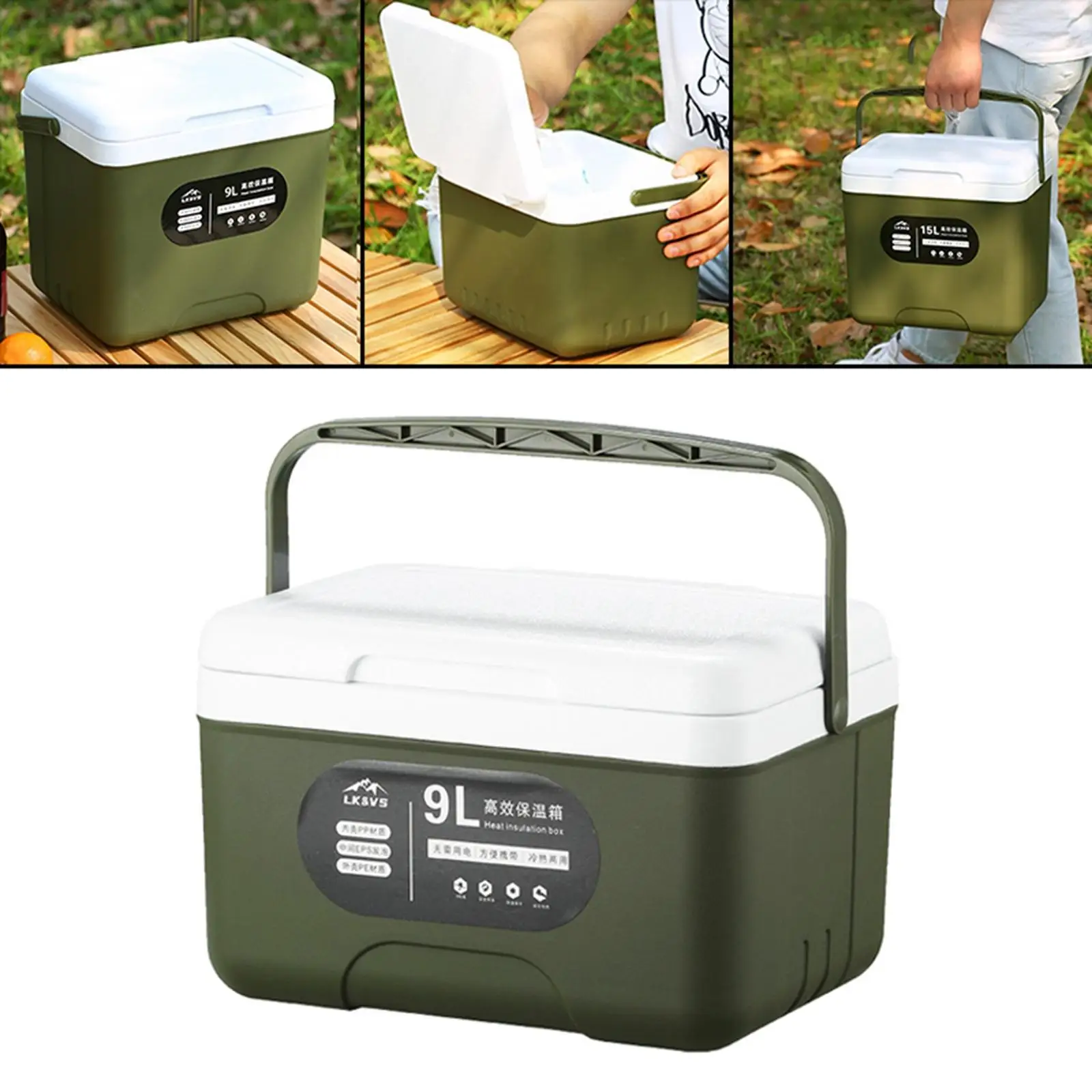 Portable Cooler Bag Fridge 9L Insulated Thermal Box for Car Boating Trucking