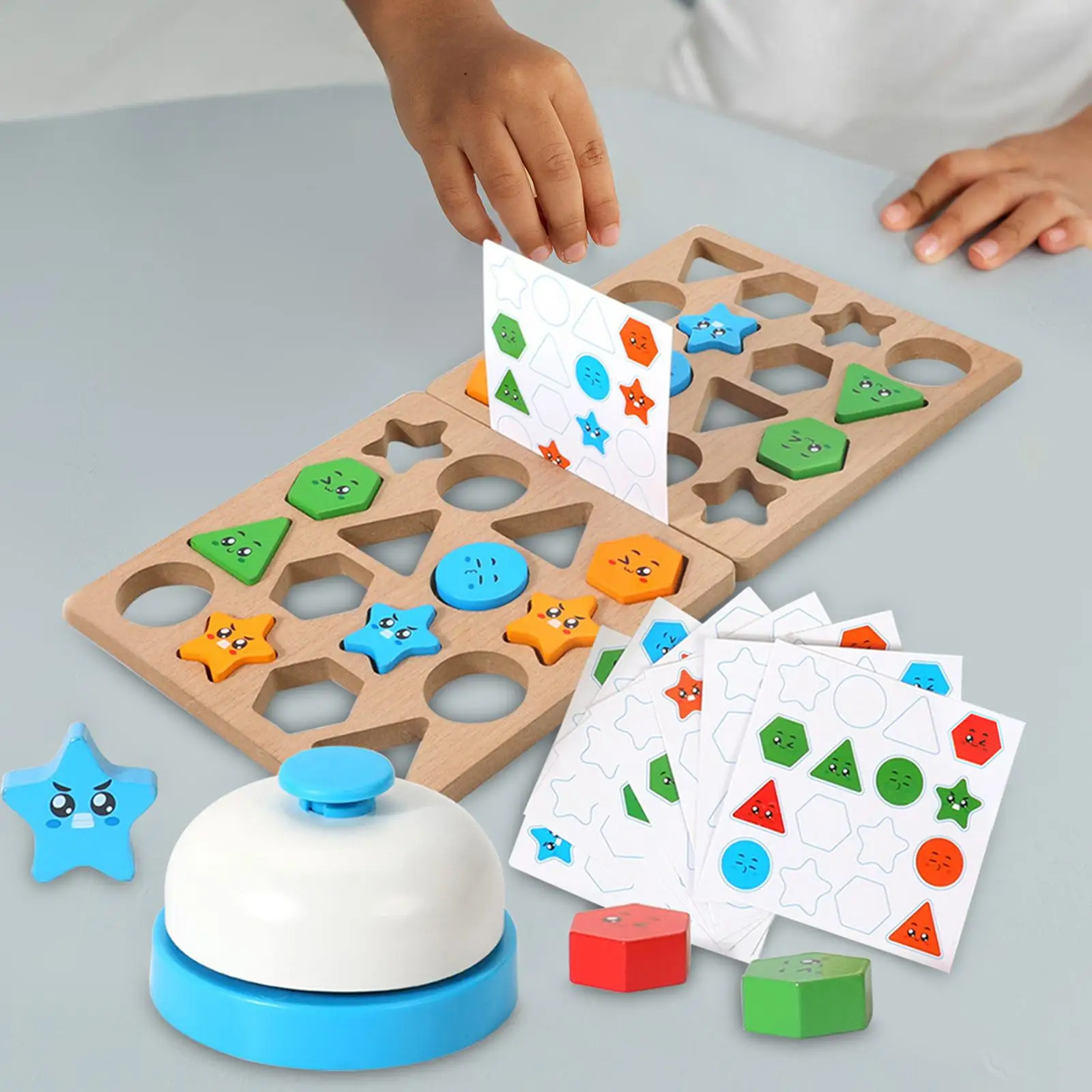 Cartoon Wood Shape Sorting Geometric Stacker Blocks Educational Toys Learning Toys Sensory Toys for Girls Boys Kids Toddler