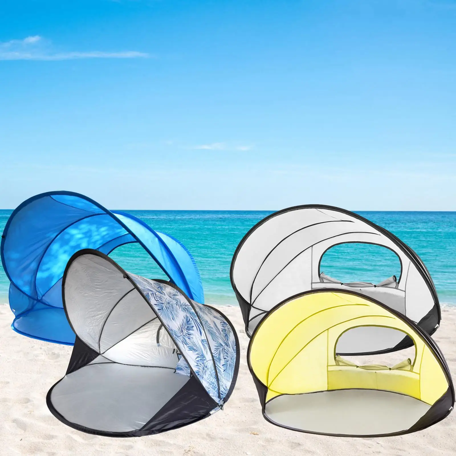 Pop up Beach Tent Sun Shelter 2 People Durable Structure for Weekend Trip Relaxing Multifunctional with Carrying Bag Waterproof