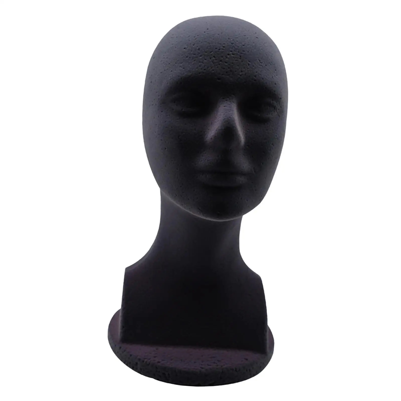 Man Styrofoam Mannequin Head Model Hat Display Stand Black Lightweight Yet Sturdy Portable DIY 12.6 inch Tall Stable Base