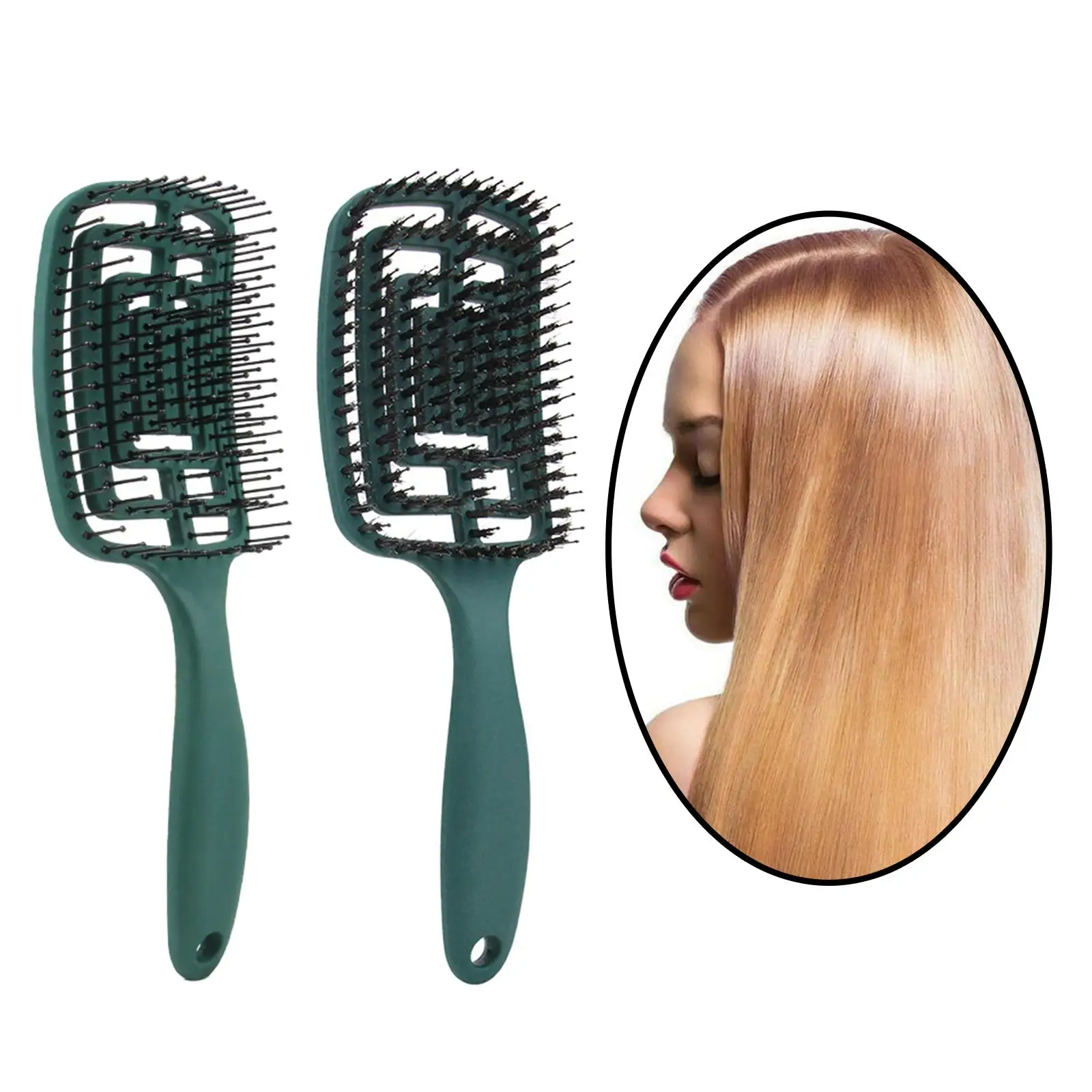 Square Detangling Curved Vented Hair Brush for Men and Women Long 