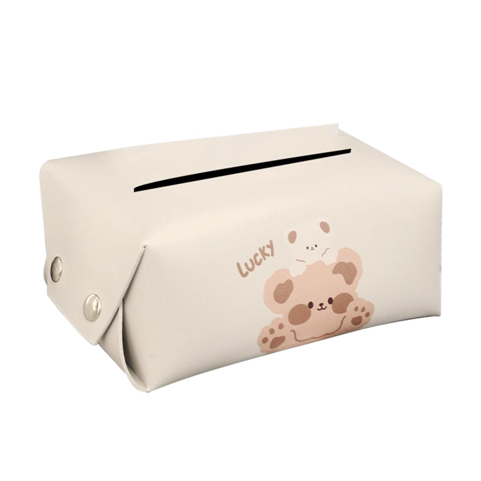 Cute Car Tissue Box Daily Use Tissue Box Holder Car Napkin Case Rectangular PU