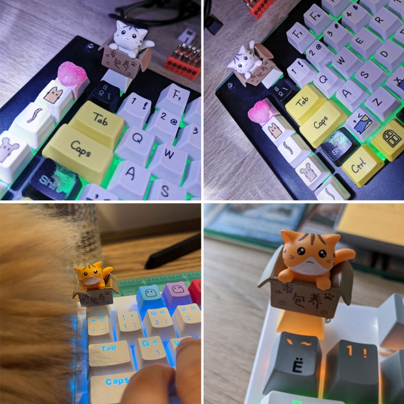 anime gato keycap fundo backlit keycaps perfil