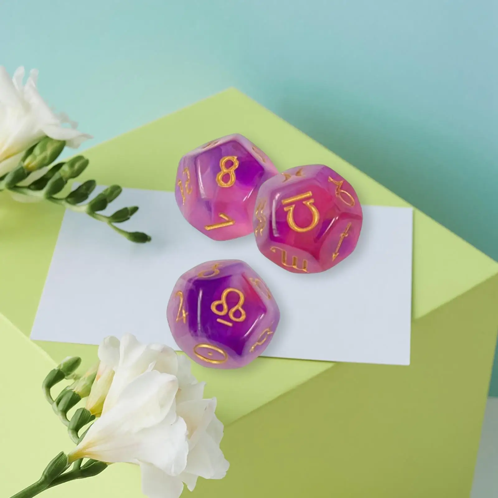 3 Pieces Astrology Divination Dice Zodiac Astrology Planets Dice Set for Constellation Toy Role Playing Game Tarot Divination