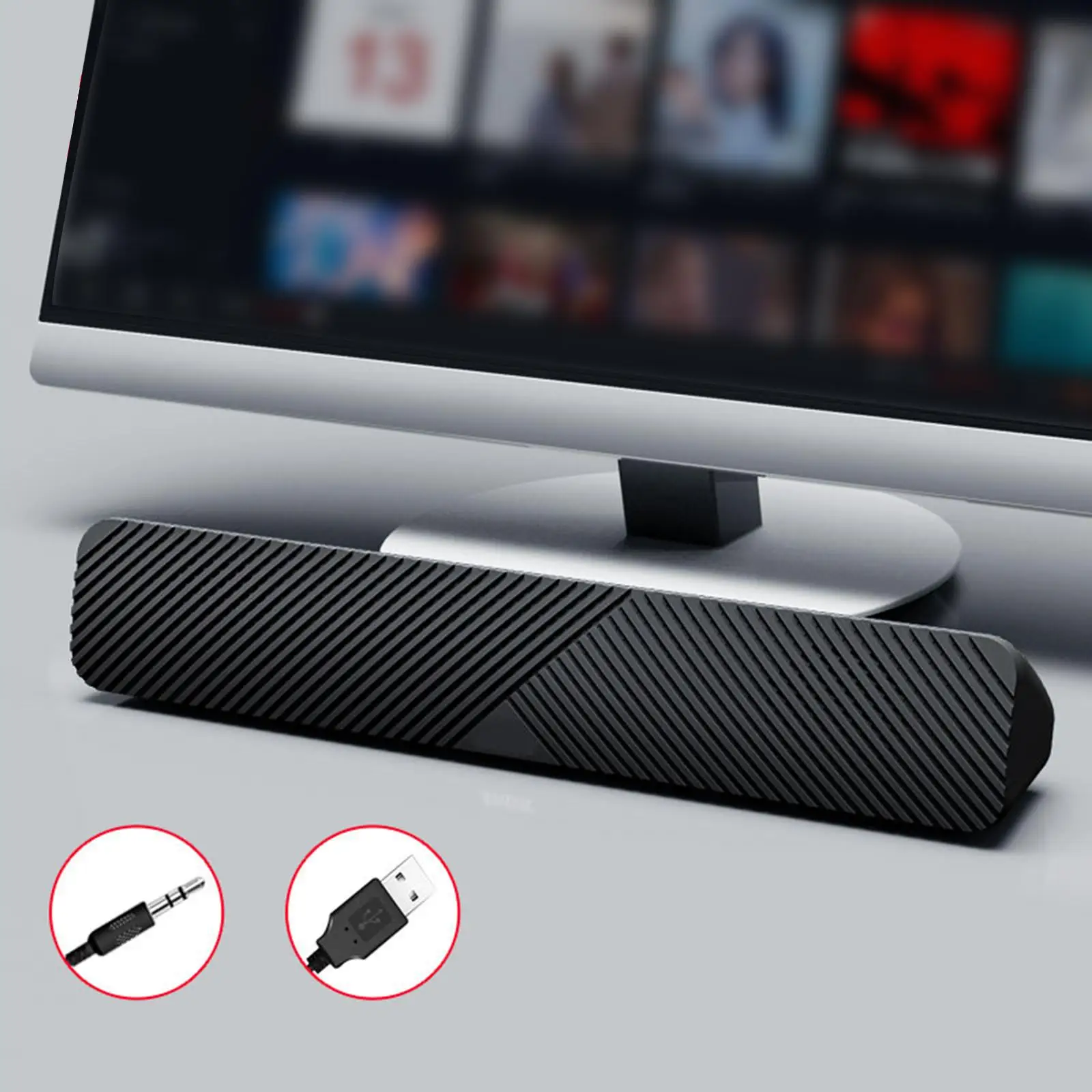 PC Speaker Portable HiFi Surround Sound Compact Size 3.5mm Audio USB Powered Desktop Speaker for Desktop PC Notebooks Laptops