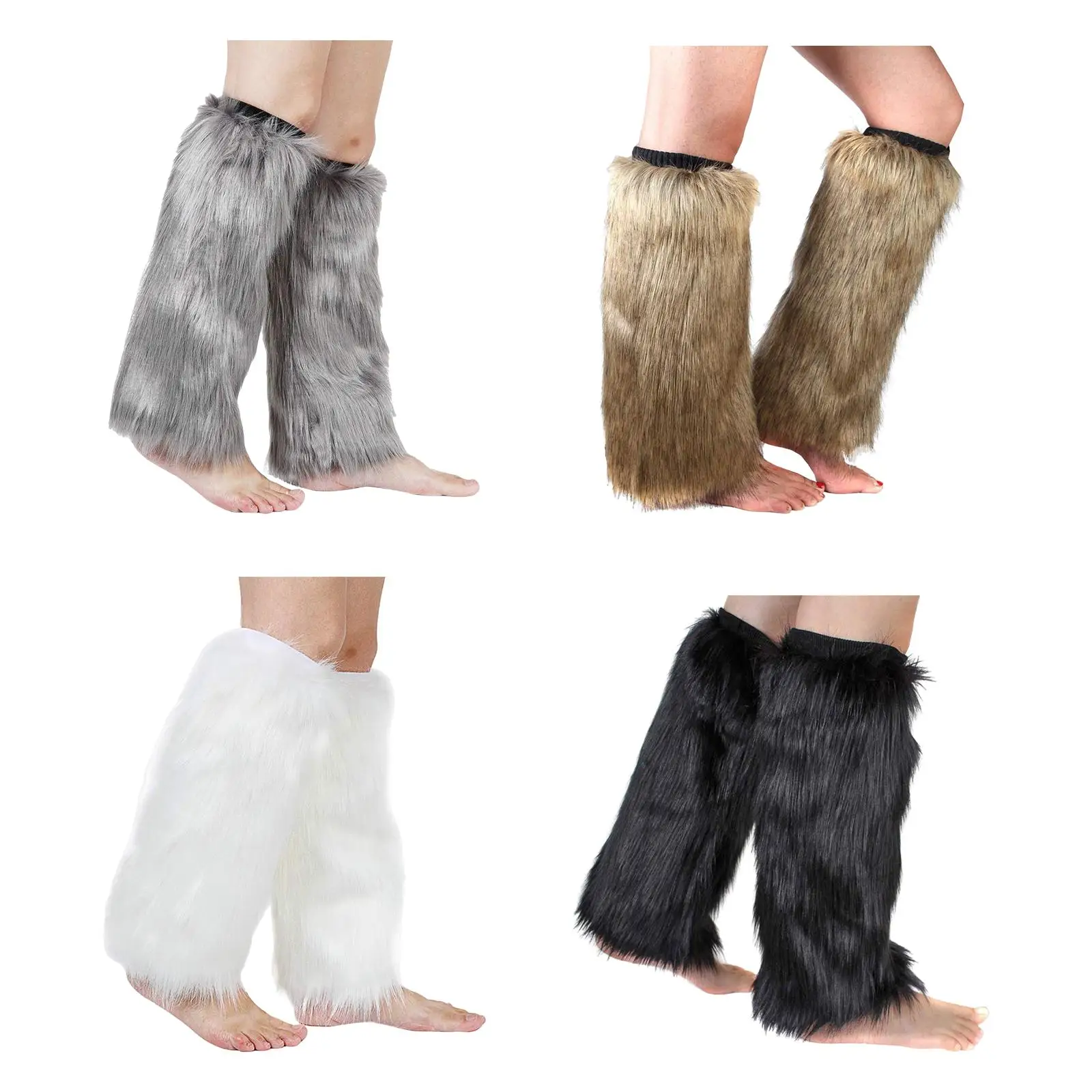 Leg Warmers Fuzzy Winter Ry Plush  Stockings Shaggy Boot Sleeves # for Cosplay Costume Santa  Adult