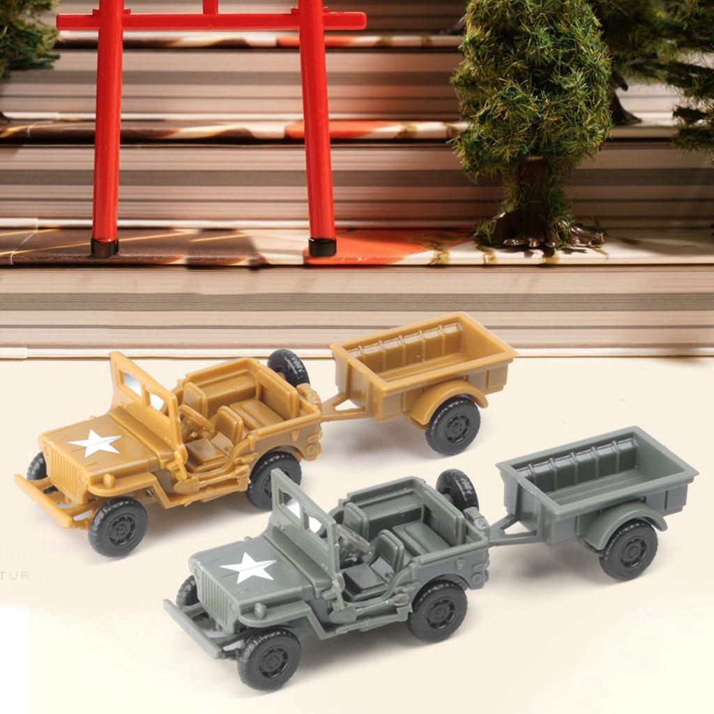 2Pc Plastic 4D Assembly Model 1/72 Truck with Trailer Sand Table Keepsake