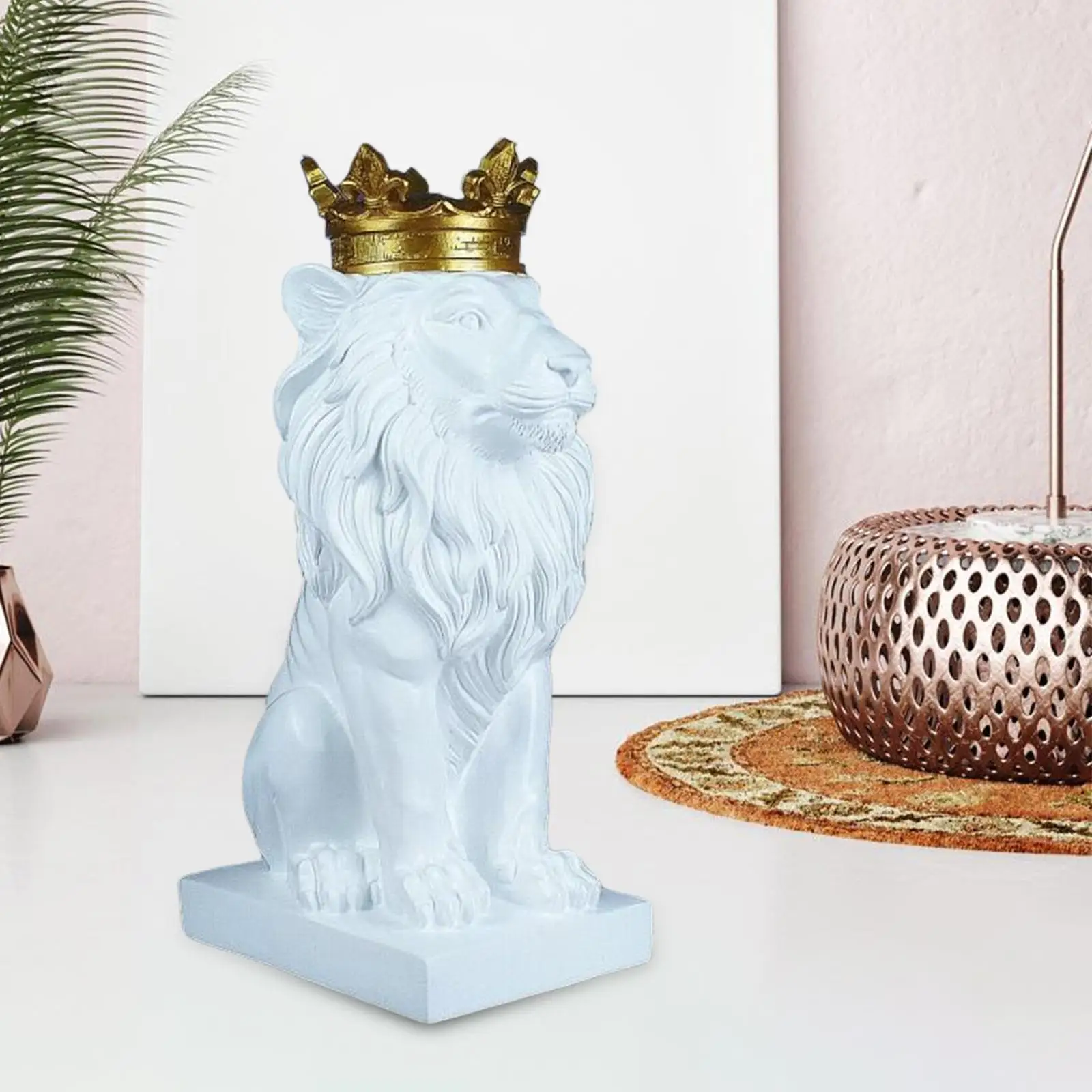 Modern 3D Lion Statue Collectible Resin Craft Ornament Table Decor Sculpture for Cabinet Bedroom Shelf Tabletop Living Room