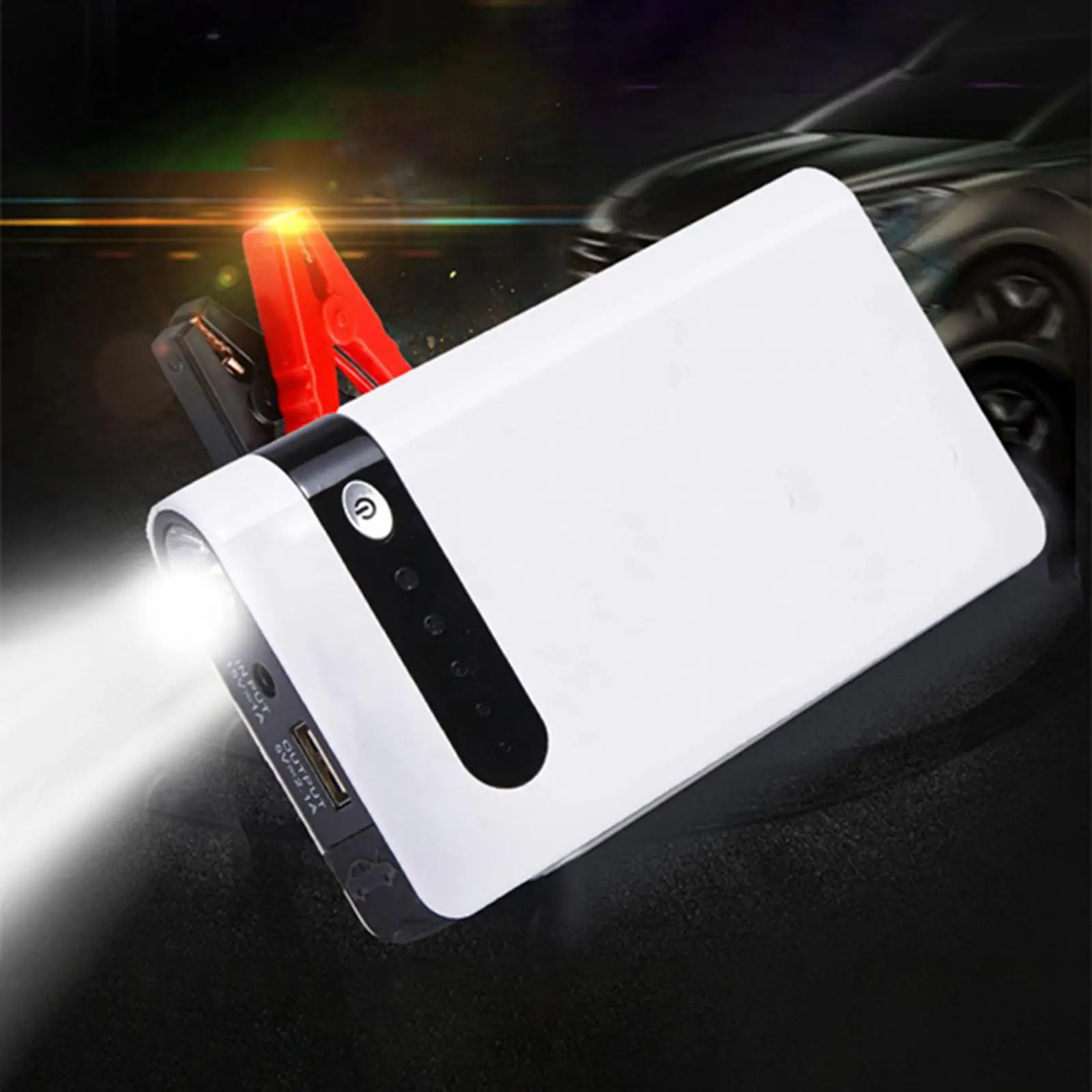 Car Jump Starter Portable with Flashlight 8000mAh Power Pack Fit for MP4 Tablet