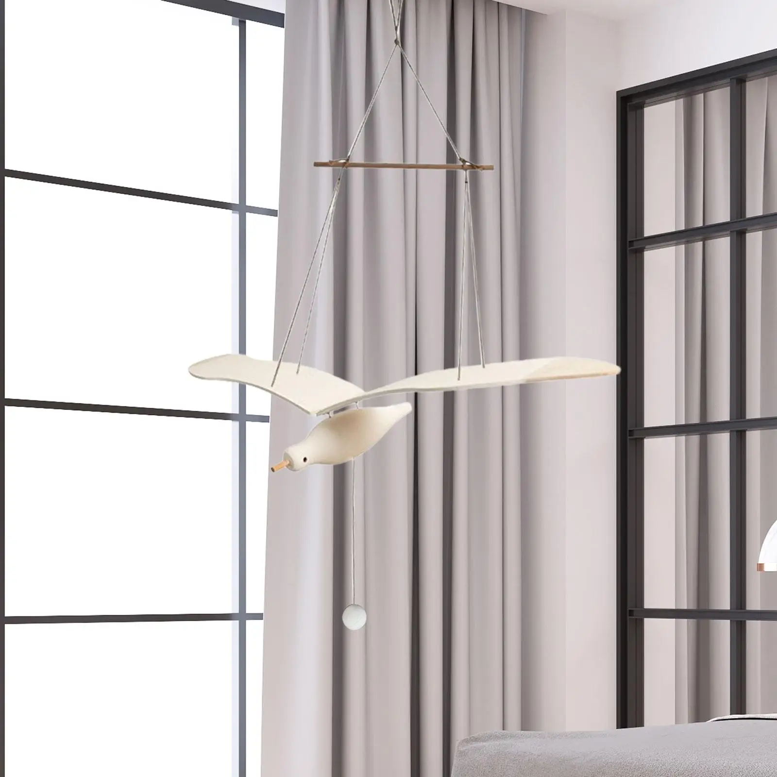 Seagull Mobile Pendant Wood Seagull Decor Hanging Soaring Seagulls for Living Room Home Window Balcony Indoor Outdoor