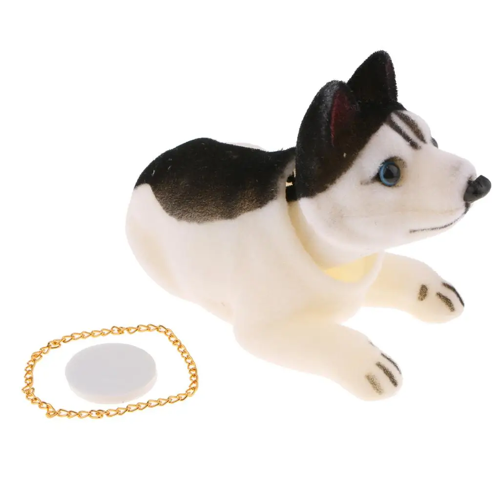 Bobbing Head Husky Dog Auto Car   Decors Toy Figurine, 6.3 x3.2 x3.9inch
