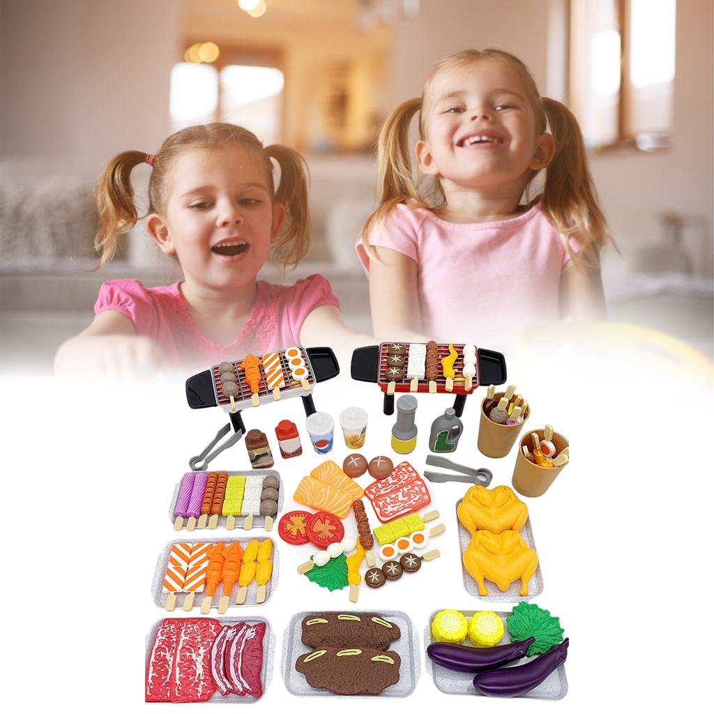 Backyard Picnic Kitchen BBQ Playset Pretend Play Food Toy Grill Barbeque Cooking Tools Role Gifts