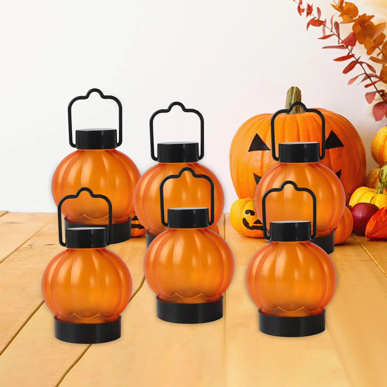 6Pcs Halloween Pumpkin Lights Photo Props Desk Lamp Decoration Candle Lanterns for Party Dining Room NightStand Event