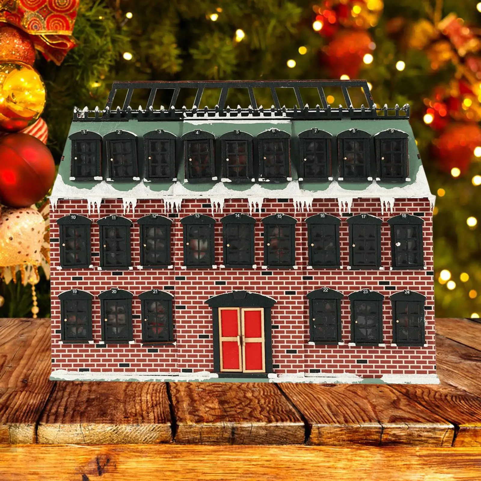 Christmas Dollhouse Christmas Building Set Decorations Wooden Christmas Church for Party Festival Vacation Ornament Decors