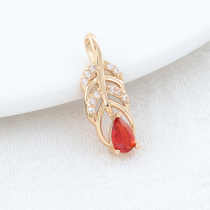 6pcs 8x20mm 14k echt vergoldet und Zirkon feder Charms Anhänger Schmuck herstellung liefert DIY Zubehör – Detail 2