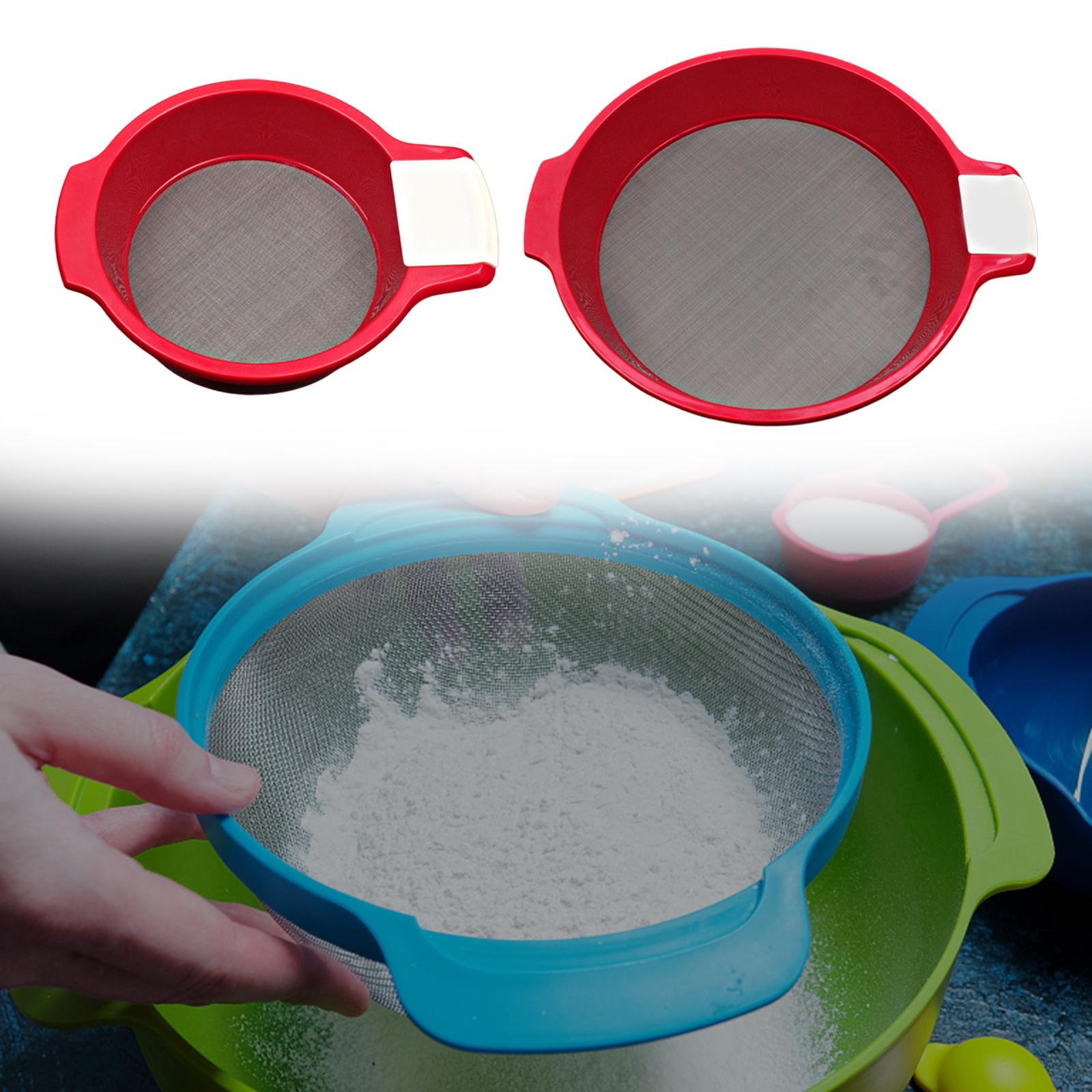 Flour Sifter with Double Handle ABS Plastic Mesh Filter Flour Sieve Mesh for Coffee, Flour, Sugar, Spices, Cocoa Powder Baking