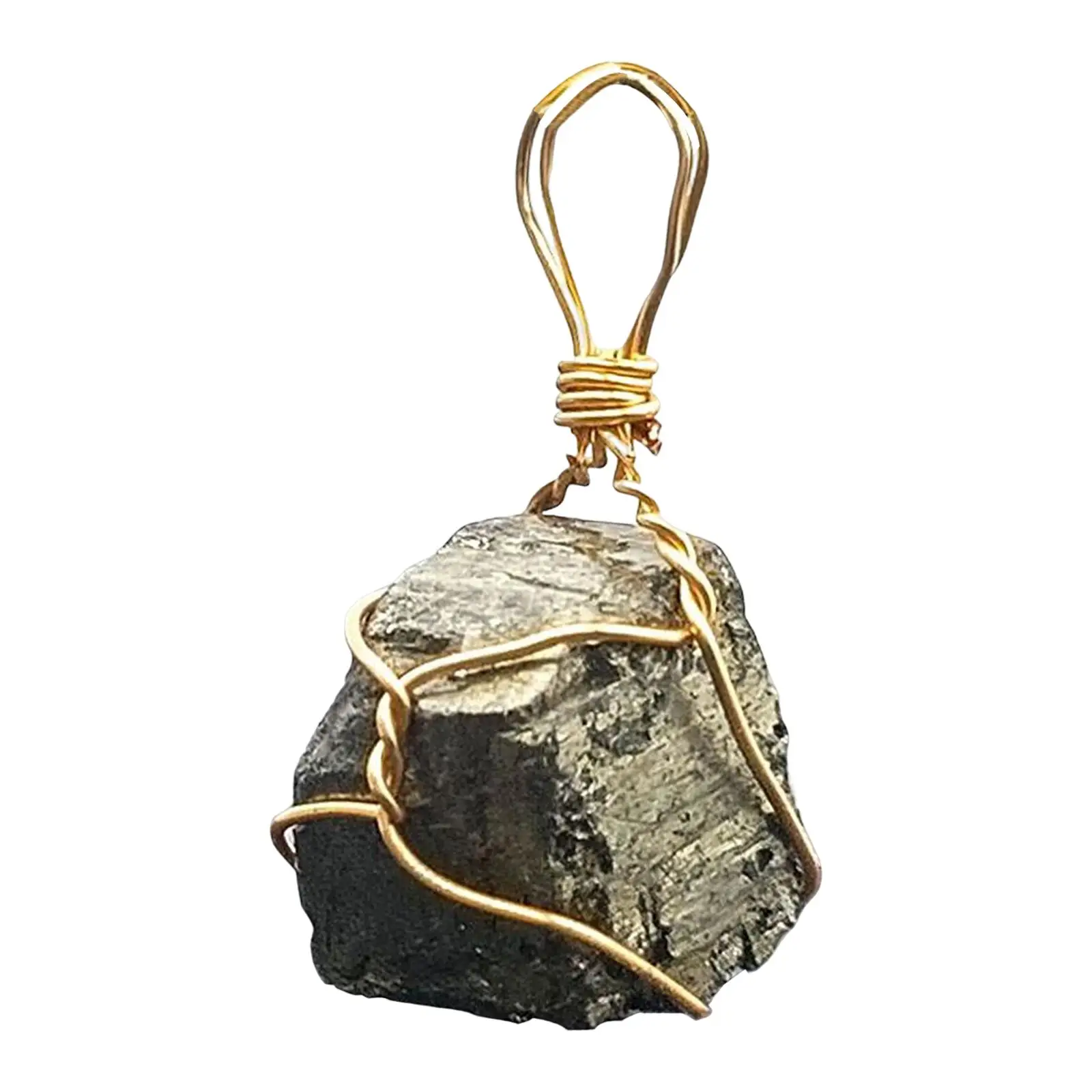 Unique Natural Pyrite stone Necklace Choker Pendant Decorative Stone Ore stone Teaching Specimen Decor Ornaments