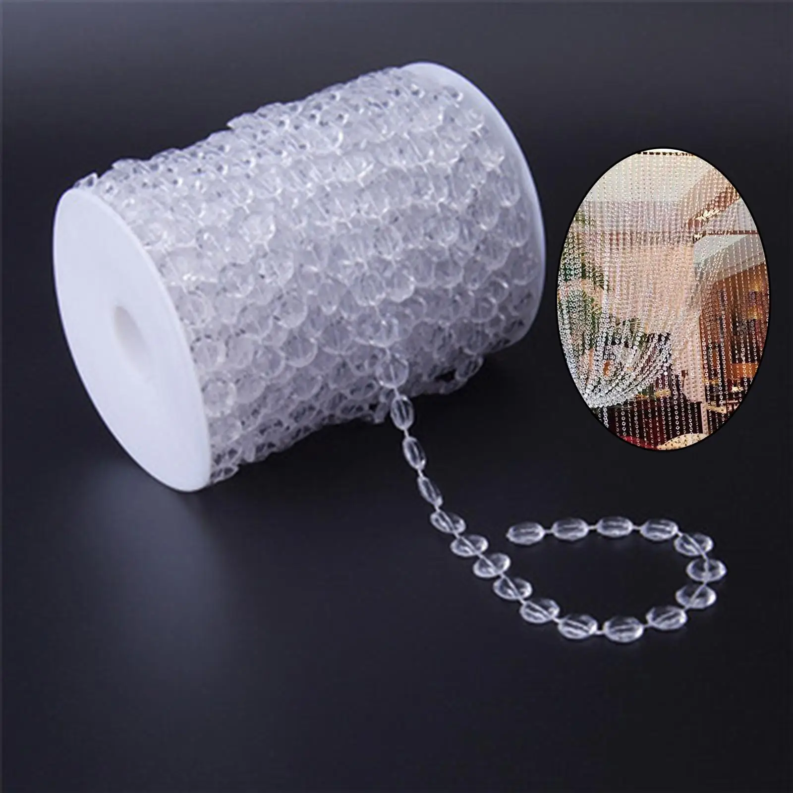 Crystal Bead Chain Acrylic Transparent Crystal Bead Garland  Lamp   Decorations 30 M/ 98 FT