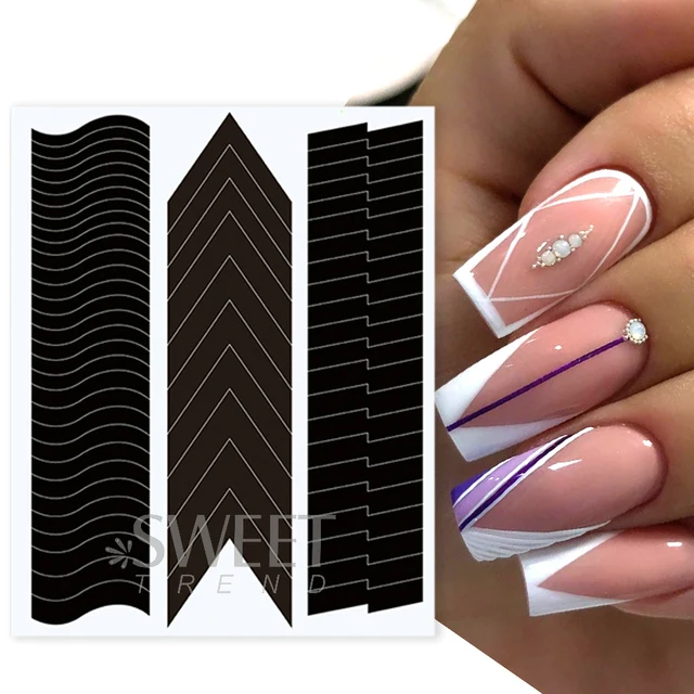 6Pcs Nail Art Stencil Stickers French Line DIY Manicure Tools Stencil  Stickers for Creative Wavy Oblique Spray Designs – the best products in the  Joom Geek online store