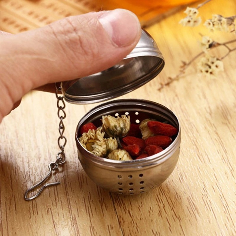 Description Picture 3 of itemBall Shape Tea Infuser Sphere Mesh Tea Strainer Coffee Herb Spice Filter Diffuser Loose Spices Kitchen Gadget Stainless Steel