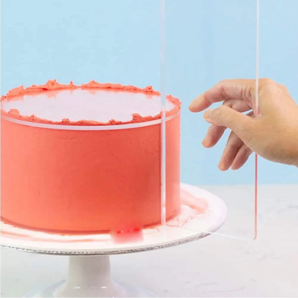 Description Picture 5 of item4 Sizes Acrylic Cake Scraper Comb Transparent Cake Decorating Scraper Long Butter Cream Smoother Fondant Smoother Icing Tools