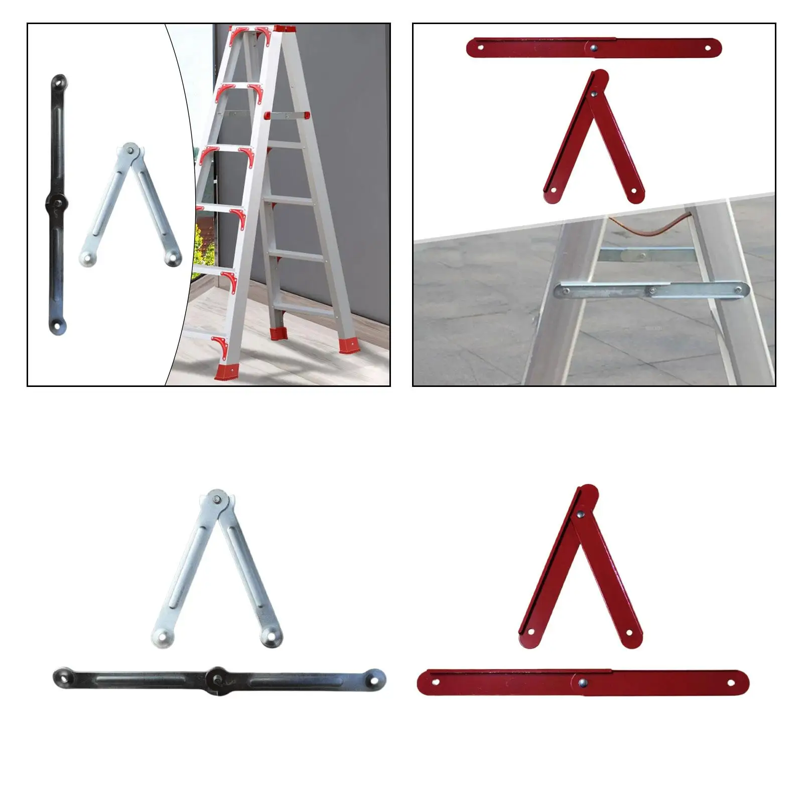 2x Replacement Ladder Rod Metal Bracket Attachment with Screw Stepladders Tie Rod Fixed Support Folding Step Ladder Hinge