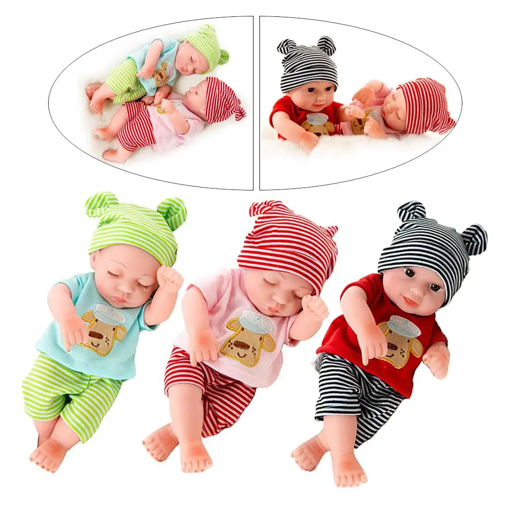  Boy Doll, 10 Inches Reborn Sleeping Boy, Cute   Reborn Doll with Clothes Accessories for Age 3+