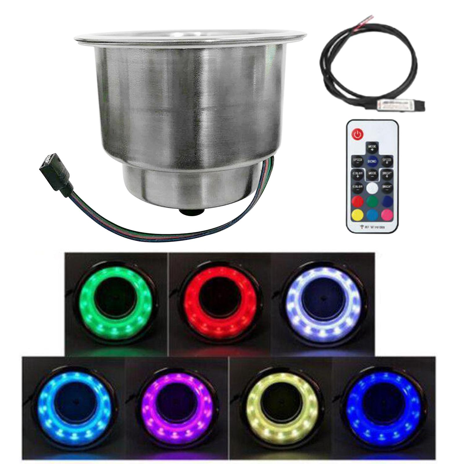 RGB LED Light Stainless Steel Drinking Cup Holder with Remote Control for Marine