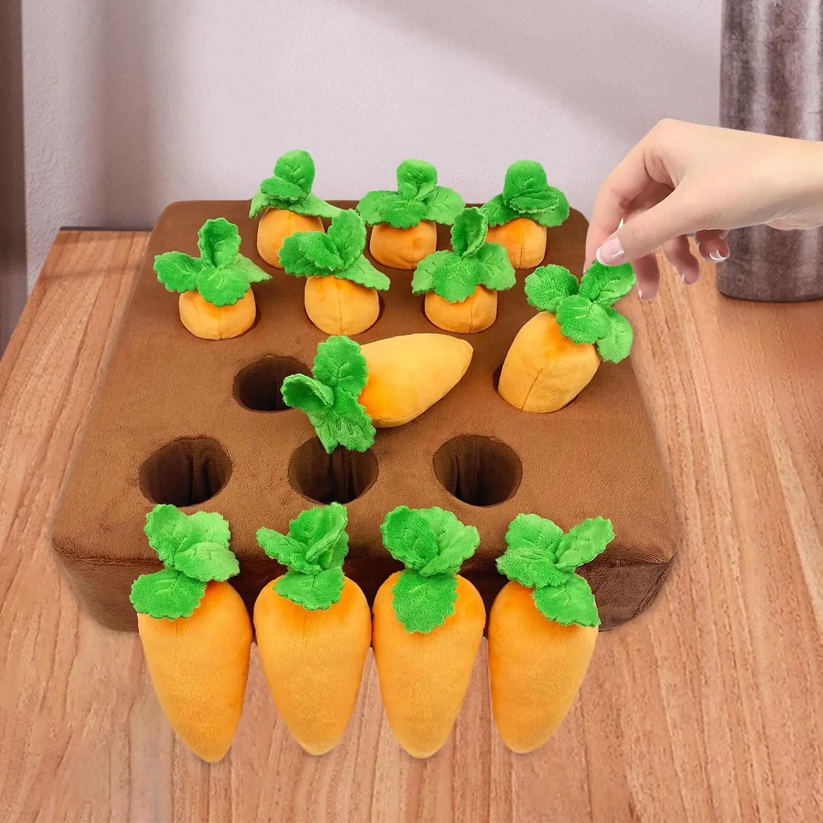 Creative Garden Carrot Plush Toy Educational Foraging Toy Increase IQ Vegetable Fruit Slow Feeder Molars Toy Dog Enrichment Toys