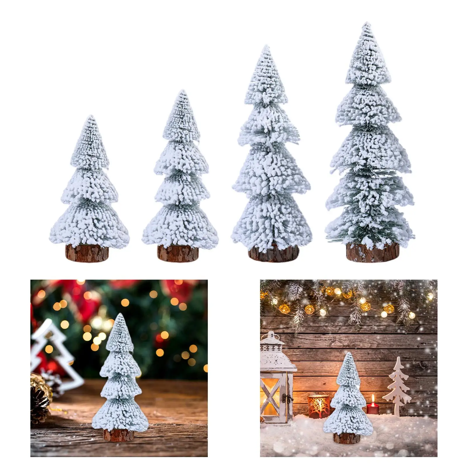 Artificial Mini Snowy Tree Party Supplies Decorative Rustic Small Ornament Mini Xmas Tree for Shelf Desk Christmas Holiday Decor