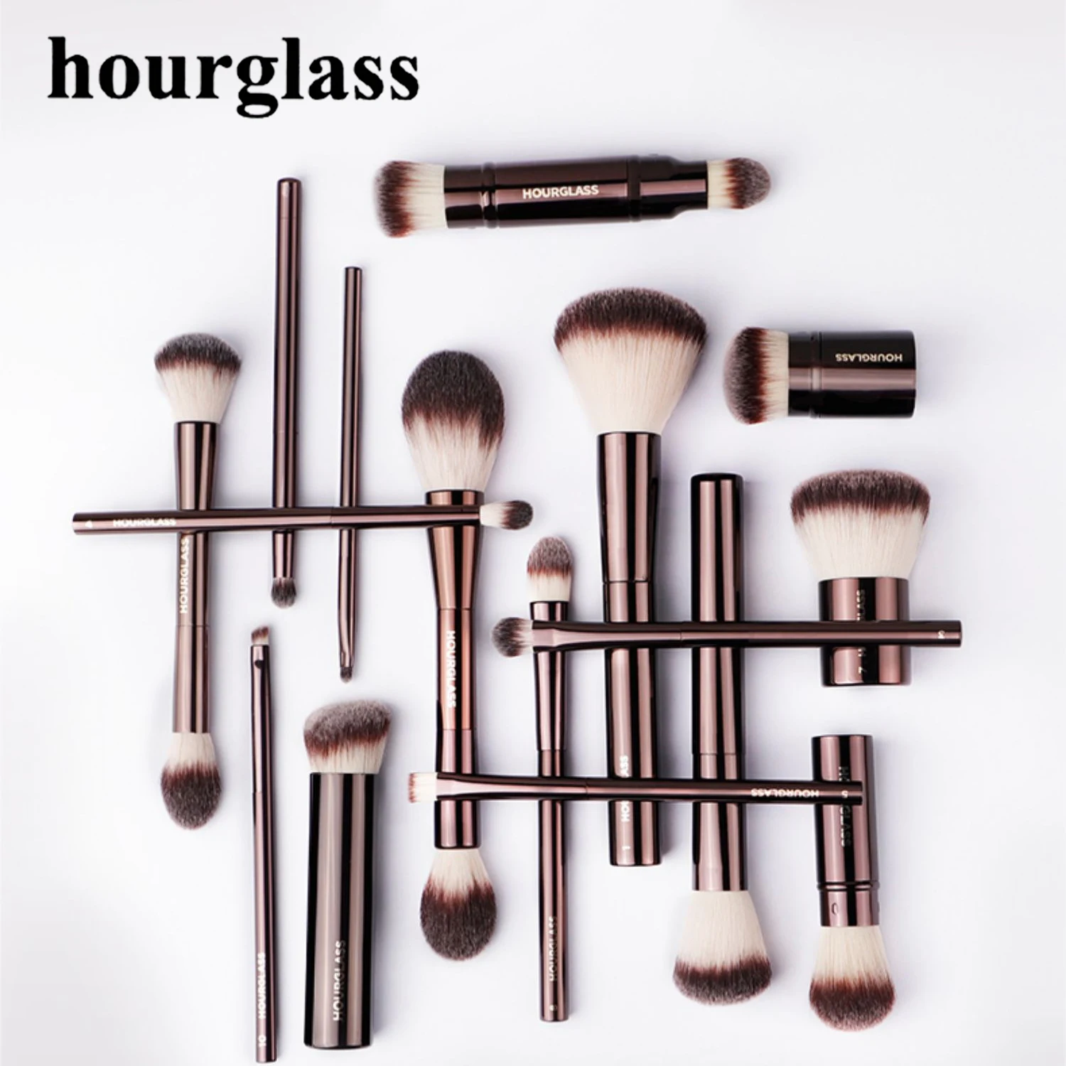 Best of Hourglass Powder Brush Synthetic Hair Double Headed Setting Powder Brush Brown Metal Handle Contour Sculpting Makeup Brush Reviews & Tips