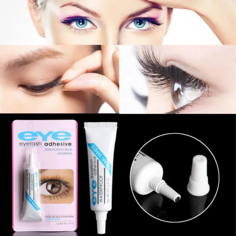 S227712d27af14402b653debaac5d106eR 2 Colors Black White Professional Eyelashes Glue Waterproof Eye Lash Glue for False Lashes Extension Gel Makeup Tools