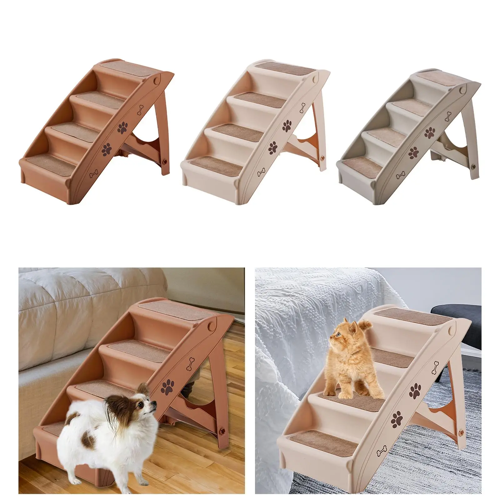 Portable Cat Ramp Pet Ladder Dog Climbing Stairs Steps for Tall Bed Puppy