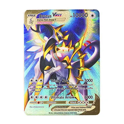 10000 Point Arceus Vmax Vstar Cards Metal English YU GI OH Charizard GX  Kids Gift Golden Game Collection Cards Rainbow