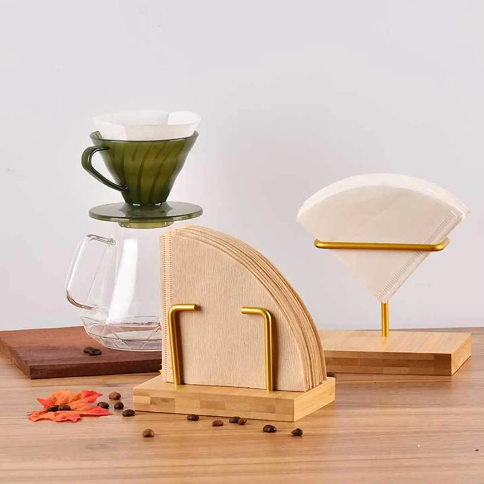 Coffee Filter Holder, Coffee Paper Storage Rack, Bamboo Wooden Coffee Filter