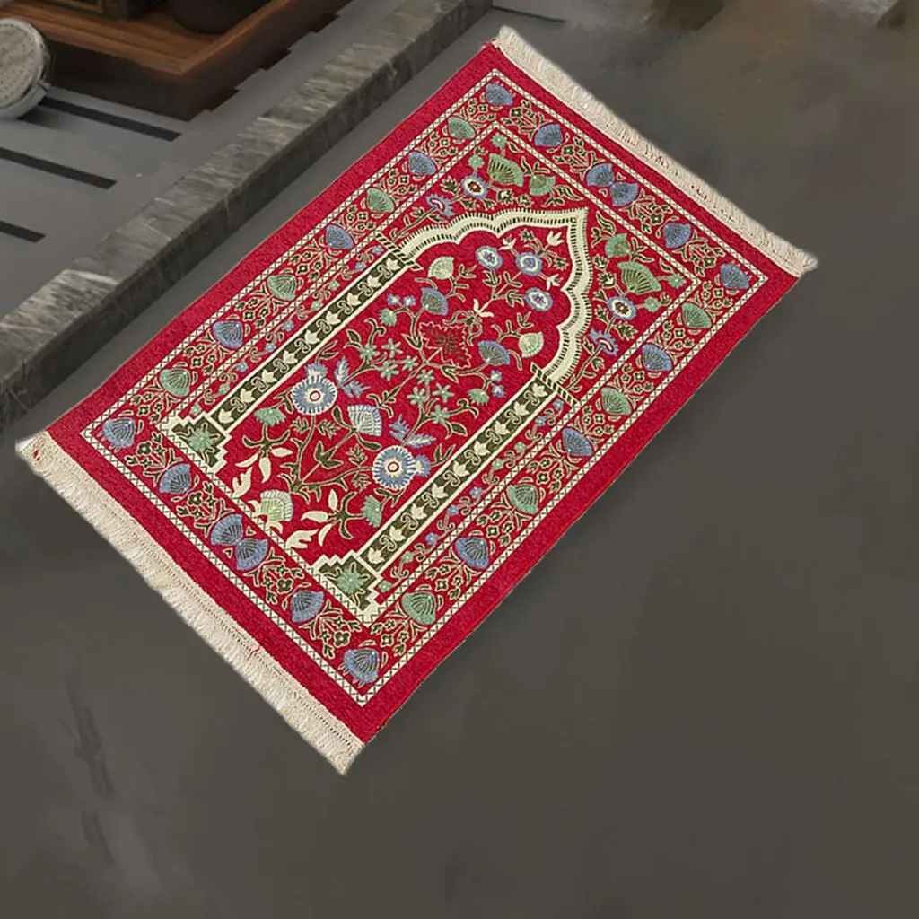 Islamic Prayer Rug Pilgrimage Portable National Style Polyester Square Mat for Study