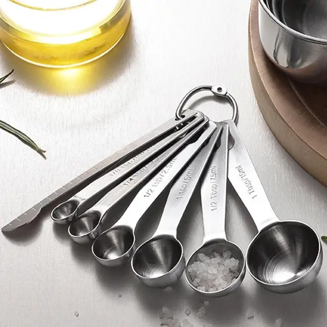 Measuring Spoon with Leveler Accurate Stainless Steel Spice Set for Baking  Cooking 7Pcs/Set - AliExpress