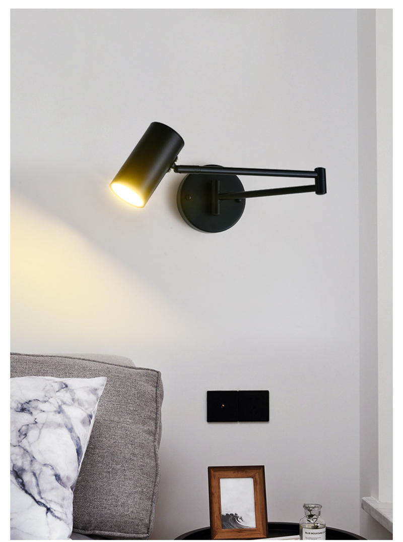 Nordic Creative Adjustable Swinging LED Wall Lamp Living Room Study Folding Telescopic Lights Switch Home Decor Lighting