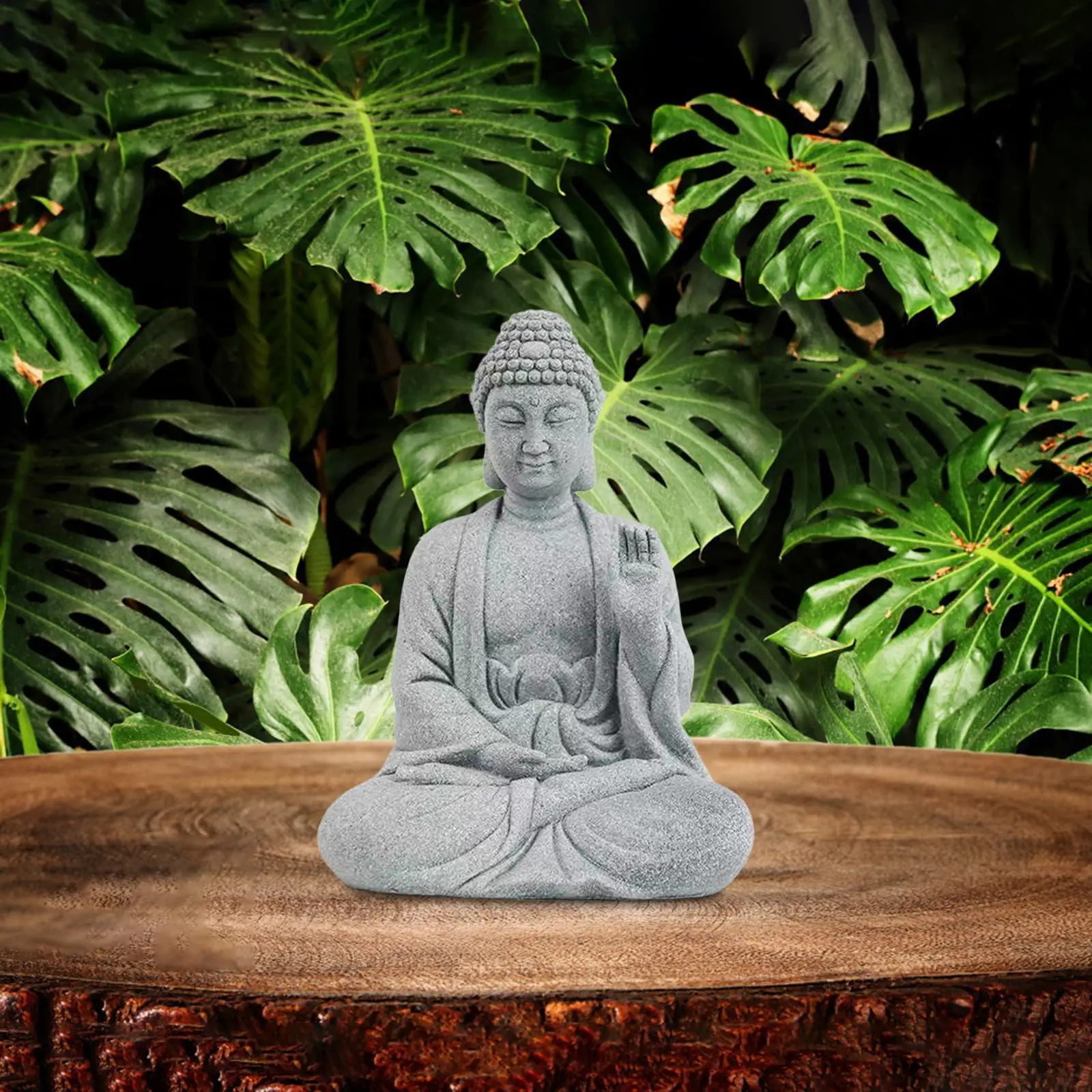 Sandstone Buddha Statue Decorative Figurine Small Fengshui for Tabletop Fish Tank Landscaping Garden Decoration Indoor/Outdoor