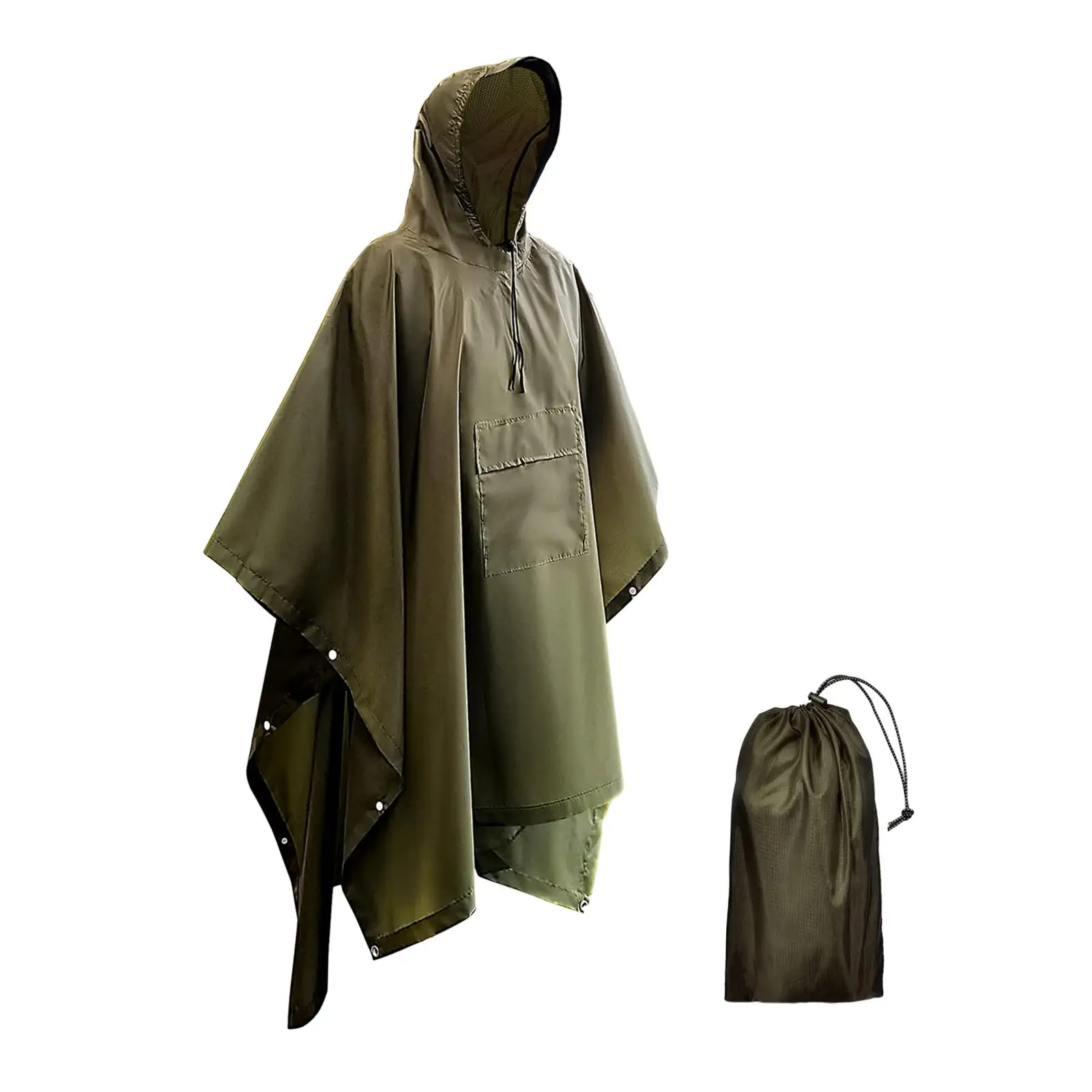 Hooded Rain Poncho for Adult with Pocket, WaterLightweight Unisex Raincoat for Hiking, Camping