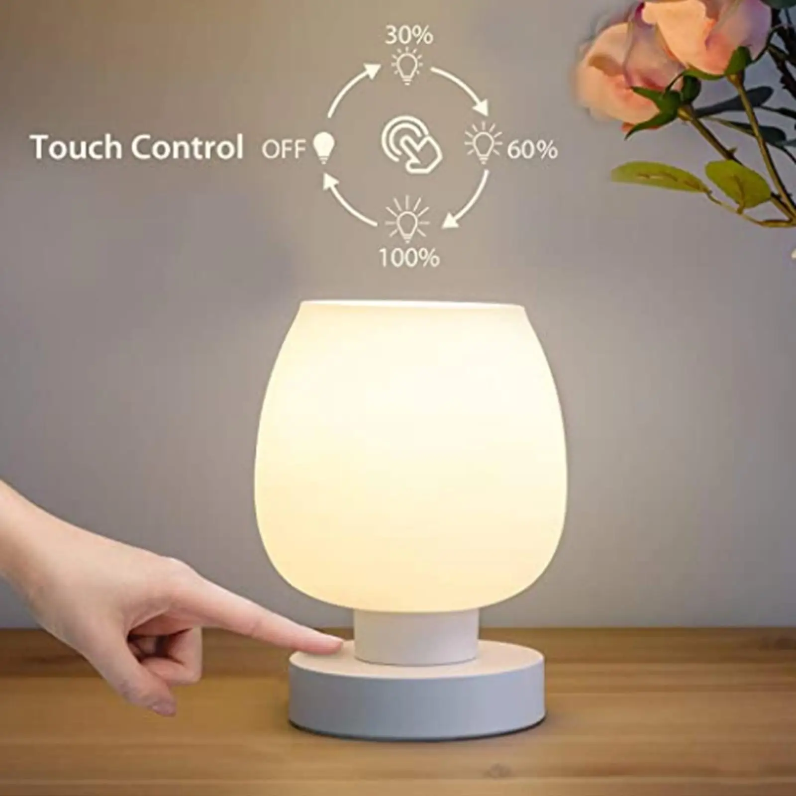 Touch Control Table Lamp 3 Way Dimmable for NightStand Children Room Bedroom