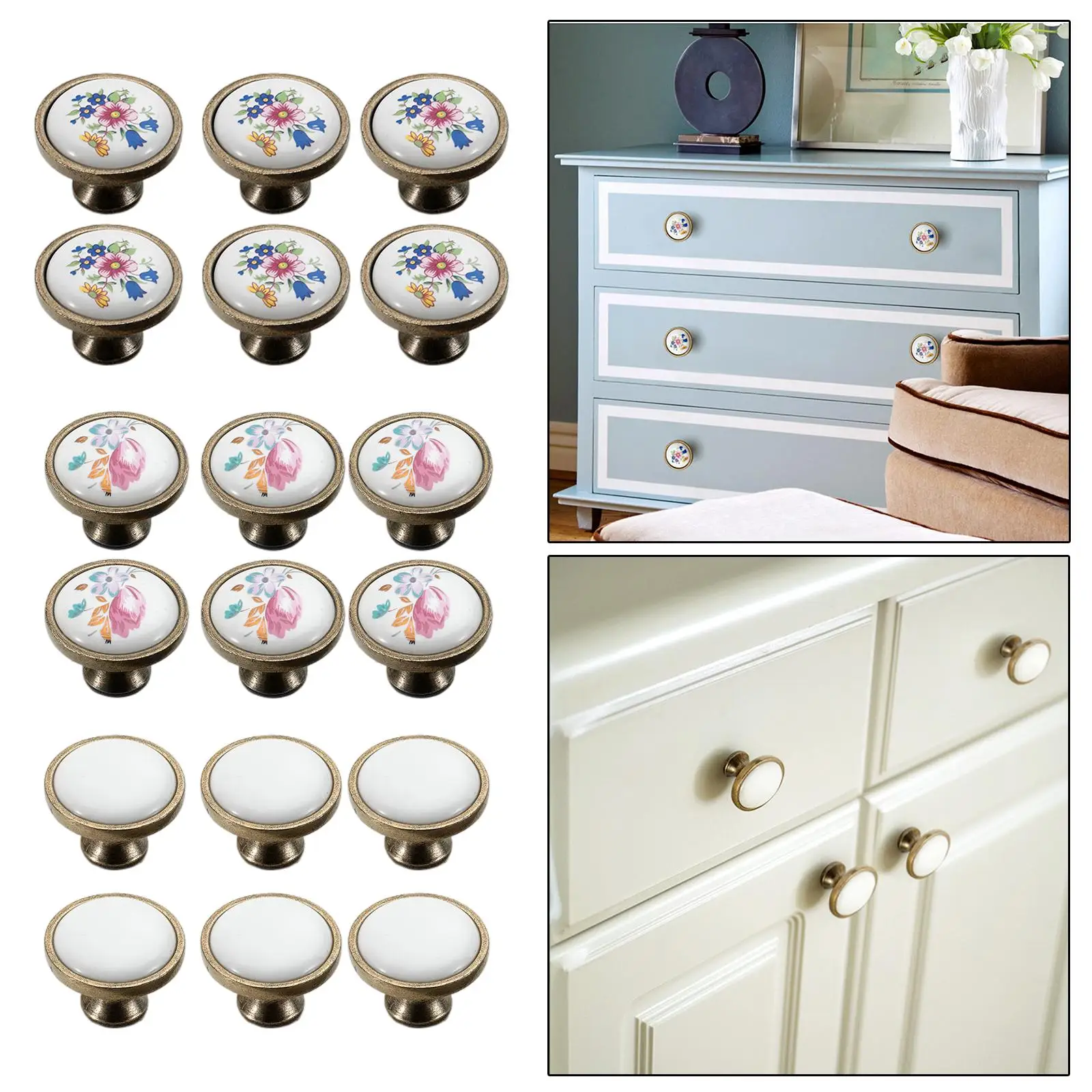 6x Wardrobe Drawer Pulls Ceramic Handle Furniture Knob Hardware Modern Cabinet Cupboard Handles Drawer Pull for Doors Kitchen