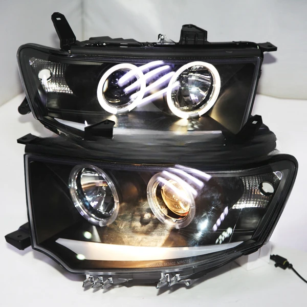 Montero Sport PB/PC MK2 09-15 DRL Angel-Eye Headlight BK for Mitsubishi LHD