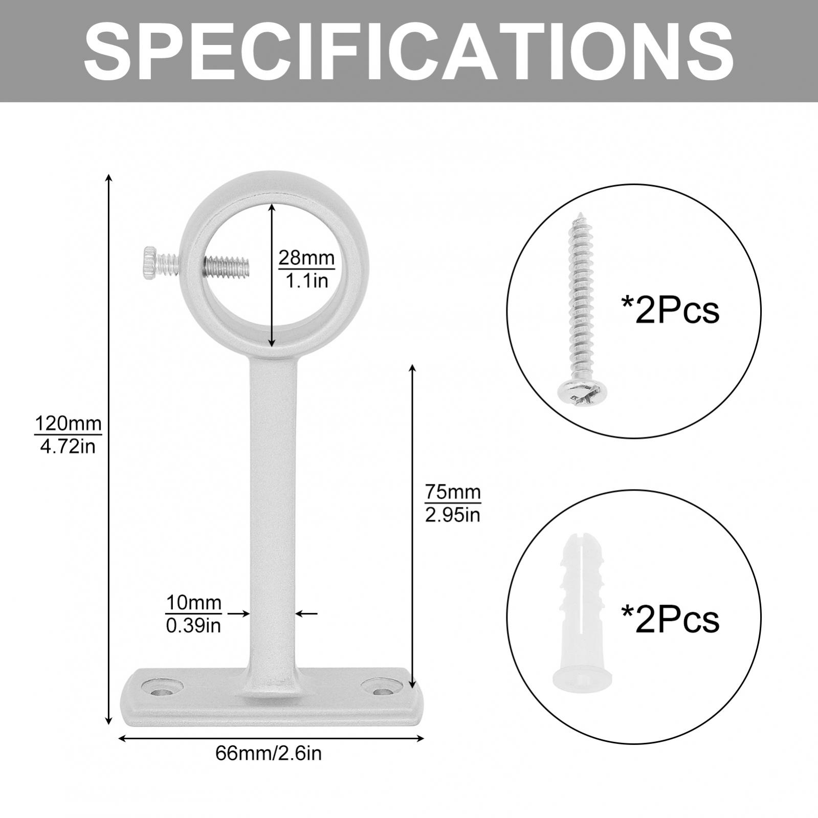 Description Picture 6 of item1 Piece Aluminum Alloy Single Hole Curtain Rod Bracket Socket Pole End Supports for Bedroom / Living Room with Adjustable Screw