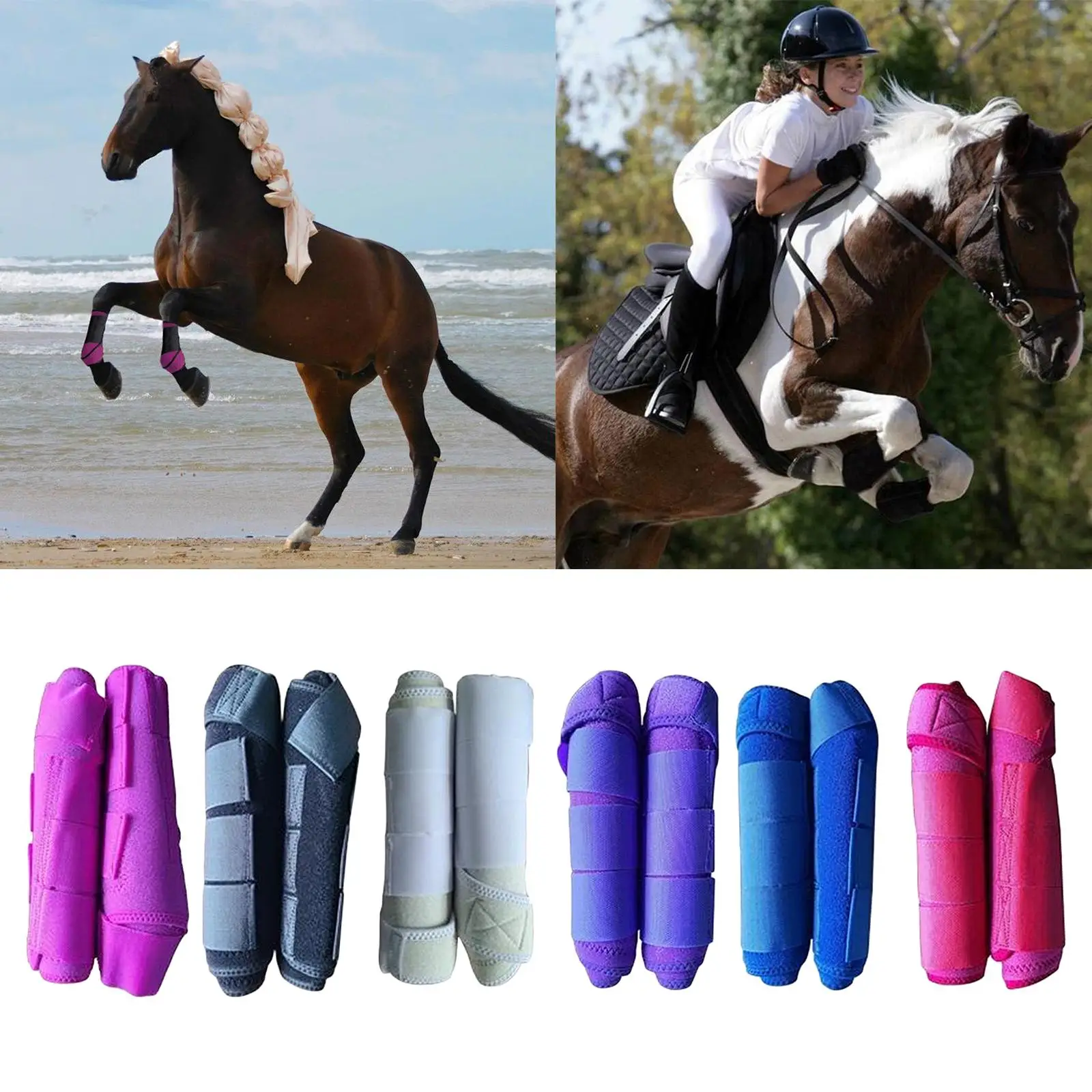 Horse Leg Brushing Boots Front Rear Leg Tendon Protector Equestrian Support Boot