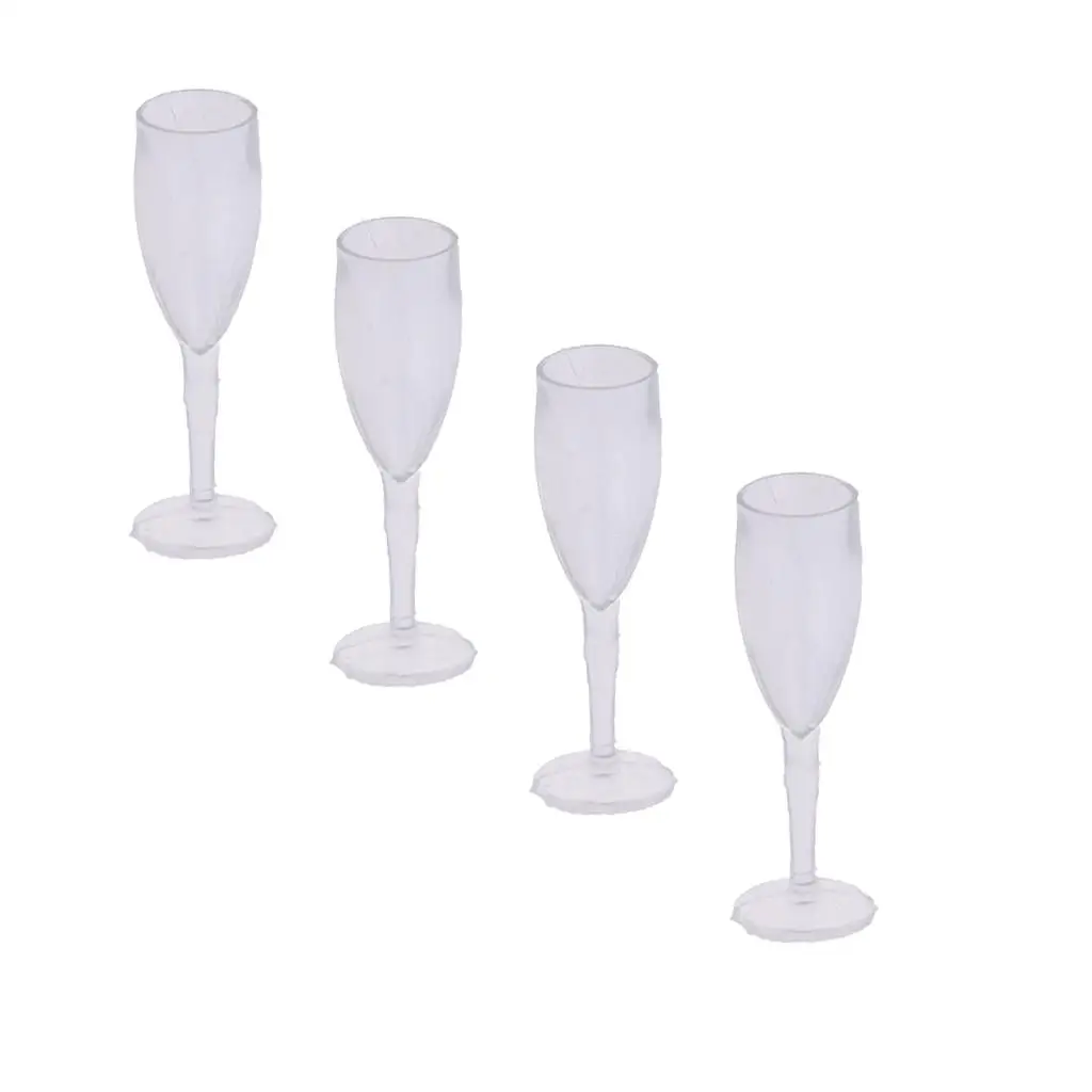1/12 Dollhouse Miniature Tableware Plastic  Glass Juice Glass Goblet 4 Pieces Kids Pretend 
